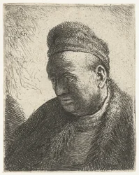 Homme sans barbe en manteau de fourrure et bonnet : buste