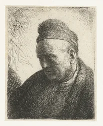 Homme sans barbe avec un manteau et un bonnet de fourrure : buste
