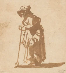 Mendiante appuyée sur un bâton, 1628-1630