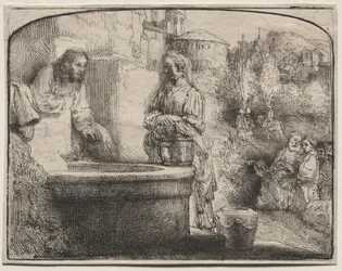 Christ et la Femme de Samarie: Une Gravure en Arc