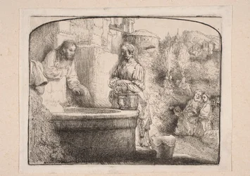 Le Christ et la Samaritaine (Composition fermée en haut par un arc)