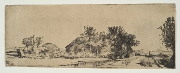 Paysage avec une ferme le long d
