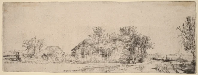 Paysage avec une route longeant un canal
