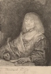 Homme à un bureau portant une croix et une chaîne, 1641