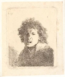 Rembrandt tête nue et bouche ouverte, comme s