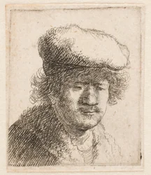 Rembrandt, la casquette rabattue sur le front : buste