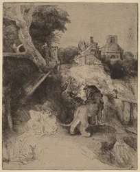 Saint Jérôme lisant dans un paysage italien