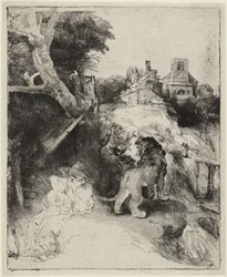 Saint Jérôme dans un paysage italien
