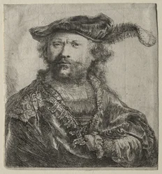 Autoportrait en bonnet de velours avec plume