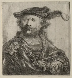 Autoportrait en chapeau de velours avec plume, 1638
