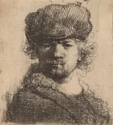 Autoportrait avec un bonnet de fourrure épais, 1631