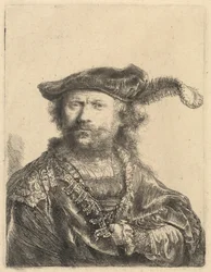 Autoportrait avec un bonnet de velours et une plume