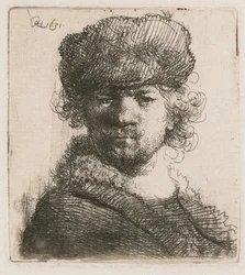Autoportrait avec une lourde toque en fourrure