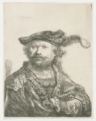 Autoportrait avec un bonnet de velours et une plume