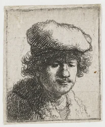 Autoportrait avec la casquette rabattue vers l