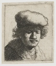 Autoportrait avec la casquette rabattue vers l