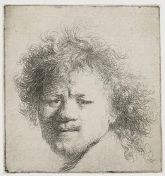 Autoportrait avec cheveux longs et touffus : tête seulement