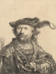 Autoportrait avec un bonnet de velours et une plume, 1638