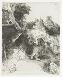 Saint Jérôme lisant dans un paysage italien