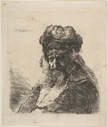 Le Vieil Homme Barbu avec un Bonnet de Fourrure, les Yeux Fermés