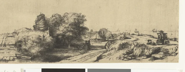 Vue du Diemerdijk avec un laitier et des cottages