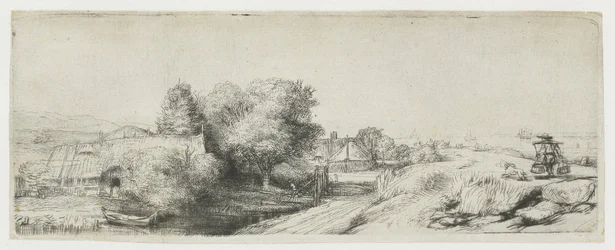 Vue sur le Diemerdijk avec un laitier et des chaumières