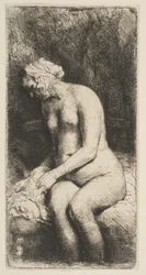Femme se baignant les pieds dans un ruisseau, 1658