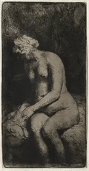 Femme se baignant les pieds dans un ruisseau, 1658