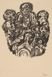 Six convives à table