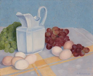Pichet, raisins et œufs