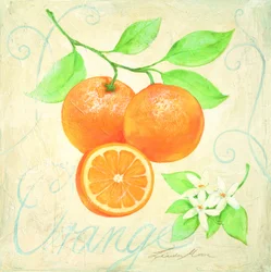 Oranges fraîches et fleurs d