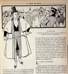 Représentation de George Bryan Brummel (1778 - 1840), le roi des dandys, en exil à Calais. Illustration de René Vincent. 19e siècle