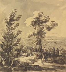 Paysage avec Arbres au Premier Plan