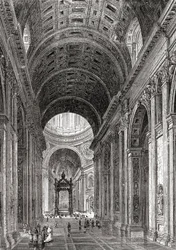 Intérieur de la basilique Saint-Pierre, Cité du Vatican, Rome, Italie à la fin du 19e siècle