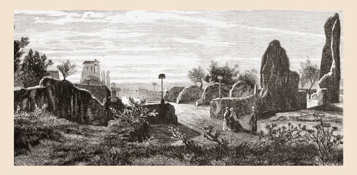 Ruines du Palais des Césars, colline du Palatin, Rome, Italie à la fin du XIXe siècle. De 