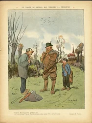 Illustration de Ricardo Flores (1878-1918) dans Le Lire, 04/01/13 - La raison du buveur est toujours la meilleure - Campagne, Enfance, Chasse chasseur, Cathédrales Églises, Alcool Alcoolisme