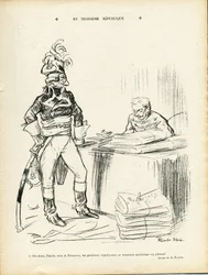 Illustration de Ricardo Flores (1878-1918) dans Le Lire, 29/11/13 - Dans la Troisième République - Ière République - Général Généraux, Baptiste Faurie (1853-1938)