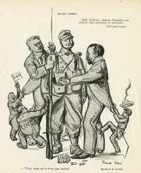Illustration de Ricardo Flores (1878-1918) dans Le Rire, 21/06/13 - Sales gosses - Armée, Service militaire, Socialisme - Jaurès Jean, Caillaux Joseph (1863-1944), Painlevé Paul (1863-1933)