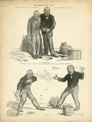 Illustration de Ricardo Flores (1878-1918) dans Le Rire, 28/12/12 - Romance du jour - Affaire de Panama, Affaire des archives, Répression - Million des Chartreux - Combes Émile (1835-1921), Clemenceau Georges