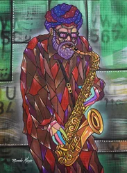 Un musicien de jazz haut en couleur