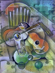 Nature morte aux guitares cubistes