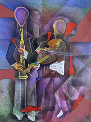 Musiciens de jazz cubistes