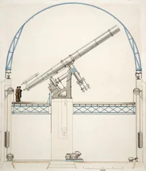 Télescope réfracteur monté équatorialement avec dôme