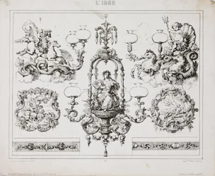 Chandeliers à gaz ou à huile, Paris, France, vers 1860