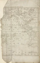 Carte des voyages de Cook, vers 1780