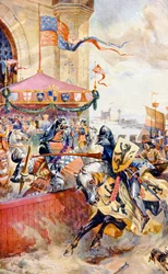 Une joute sur le Tower Bridge, illustration tirée de «L