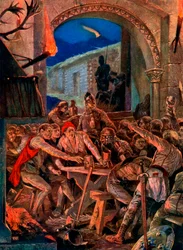 Le dernier festin des hommes de Robert De Comines à Durham, 1069, vers 1920