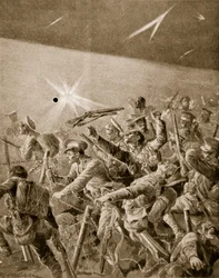 Infanterie britannique forçant leur passage à travers les barbelés allemands, 1914-19