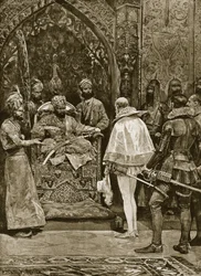 Une première ambassade anglaise en Inde, 1599, illustration de 