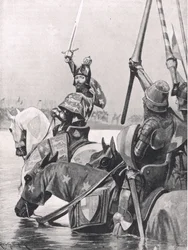 Édouard III traversant la Somme avant la bataille de Crécy, illustration de 